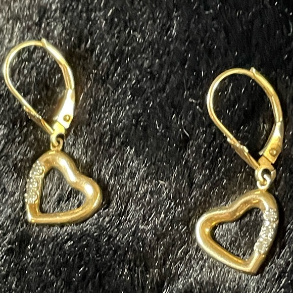 🔥Vintage 10K CI Diamond Heart Danglers - Picture 1 of 9